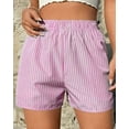 thumbnail image 2 of Lenpel Women's Plus Size Striped Shorts Trendy Casual Elastic High Waisted Boxer Lounge Sleep Shorts Summer Beach Shorts, 2 of 6