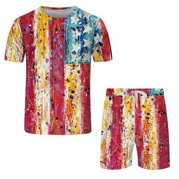 Vedolay Mens' Short Sets Men's Shirt and Shorts Set 2 Piece Summer Fashion Set,White 3XL