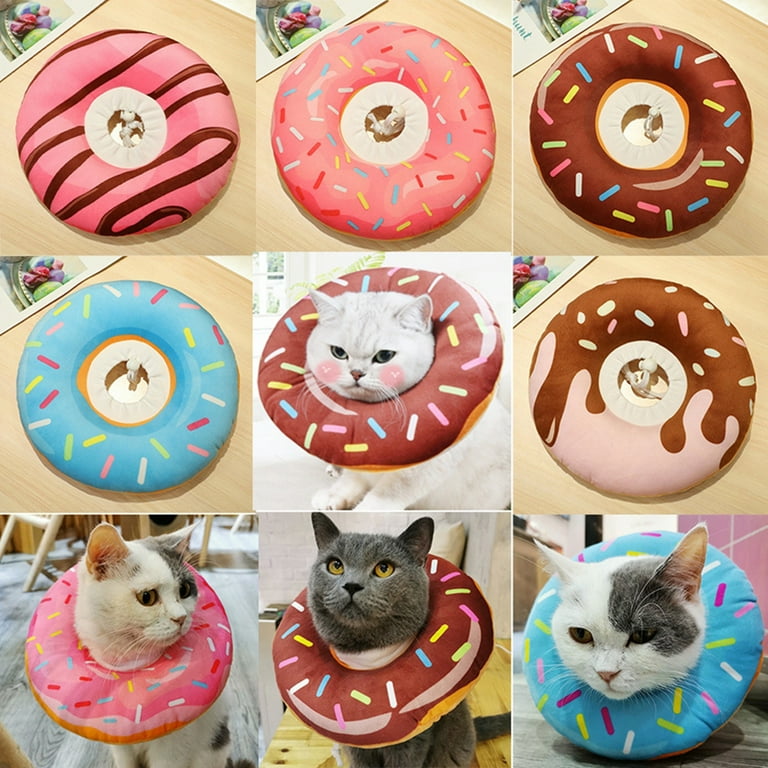 Cat Cone Collar Soft Adjustable Cute Donut Pet Recovery Collar for Wound Healing Comfy Alternative Elizabethan Collar Medical Neck Pillow After
