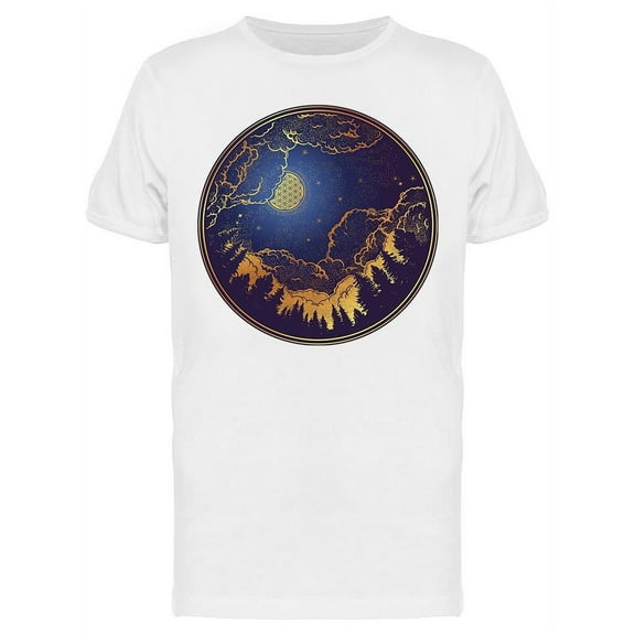 Starry Night Sky With Moon T-Shirt Men -Image by Shutterstock, Male Small
