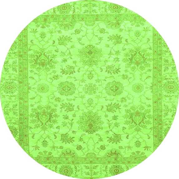 Ahgly Company Indoor Round Oriental Green Modern Area Rugs, 6' Round