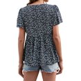 thumbnail image 2 of Hanerdun Women Floral Blouses Female Short Sleeve Pullover Shirt Top Black 2XL, 2 of 6