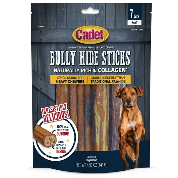 Cadet Bully Hide Sticks All-Natural Dog Chews Bully Stick Small (7 Count)