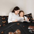 thumbnail image 4 of Erosebridal Football Print Bowknot Twin Comforter Sets 3-Piece for Teens,Boys Girls Sport Gamer Bedding Set,Black Reversible,Super Cozy Room Decor, 4 of 6