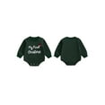 thumbnail image 2 of Miaouyo Infant Baby Boy Girl Christmas Rompers 0 3 6 12 18 Months Letters Embroidery Crew Neck Long Sleeve Jumpsuit, 2 of 9