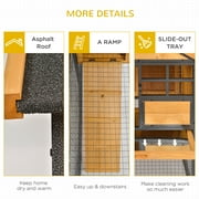 PawHut 2-Level Rabbit Hutch Bunny House with Weatherproof Asphalt Roof, Removable Tray and Ramp for Outdoor