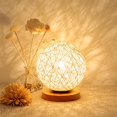 thumbnail image 2 of Rattan Bedside Lamp Rattan Table Lamp Moon Night Light With Wooden Base Warm Decoration For End Table Bedroom, 2 of 5