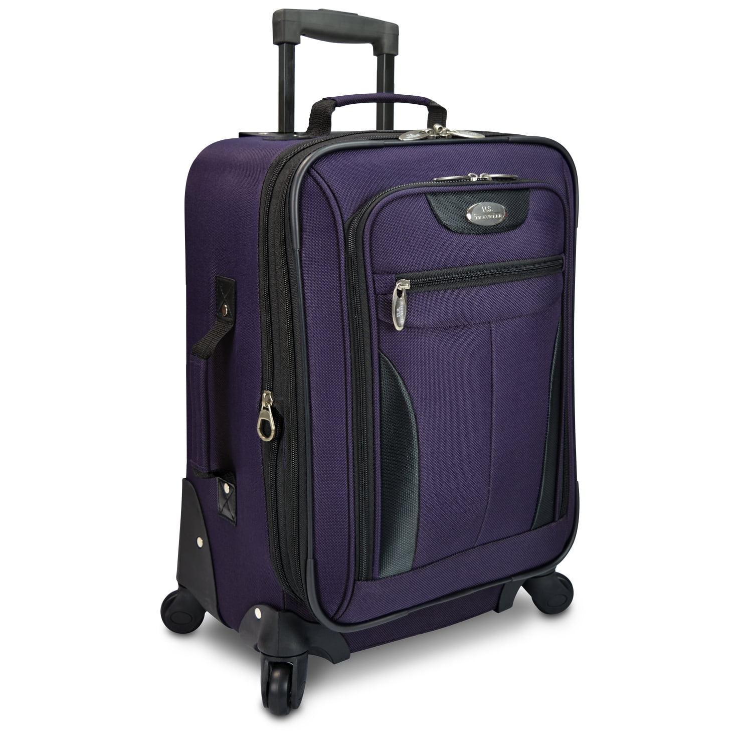 U.S. Traveler Charleville Fabric Expandable Spinner Luggage, Purple, 29" Checked Large