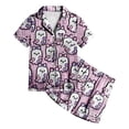thumbnail image 4 of Leey-World Halloween Pjs Girls Pajama Set With Cute Print Home Short Sleeve Shorts Pajama Set Pjs for Girls 2T 3T 4T 5T 6T 7T 8T, 4 of 5
