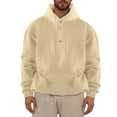 thumbnail image 2 of DDAPJ pyju Button Collar Hoodies for Men Drop Shoulder Long Sleeve Hooded Sweatshirt Loose Casual Pullover Hoodie Hip Hop Youth Hoody Beige XL, 2 of 6