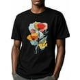 thumbnail image 6 of Colorful Line Art Poppy Men's T Shirts T-Shirt for Men Crew Neck Tees Cotton Tops, Black, S, 6 of 7