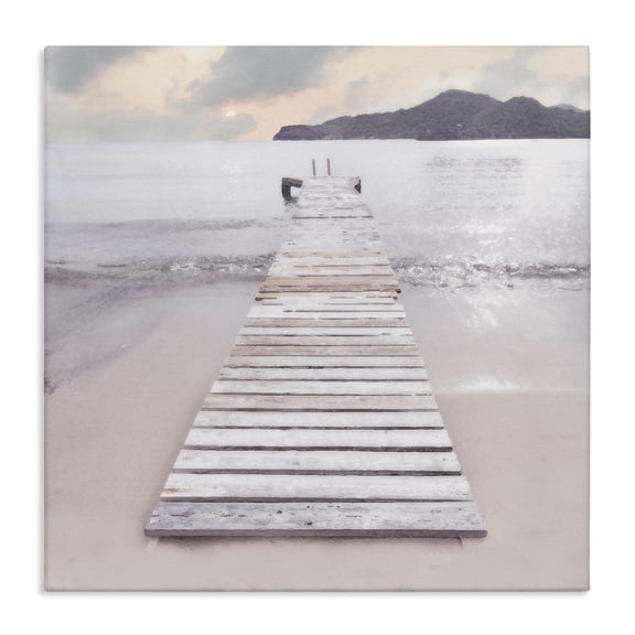 Stupell Industries Zen Beach Dock Landscape Painting Gallery Wrapped Canvas Art Print Wall Art, 17 x 17
