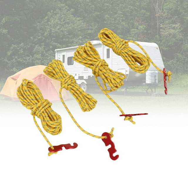 4Pcs Reflective Tent Ropes, 9.8ft Adjustable Windproof Nylon Tie Down Cords for Camping Canopy Tarp Outdoor Gear