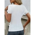 thumbnail image 3 of Ltctricy Summer Tops for women trendy eyelet embroidered crossover v neck side button ruched slim t shirts going out blouses, 3 of 6