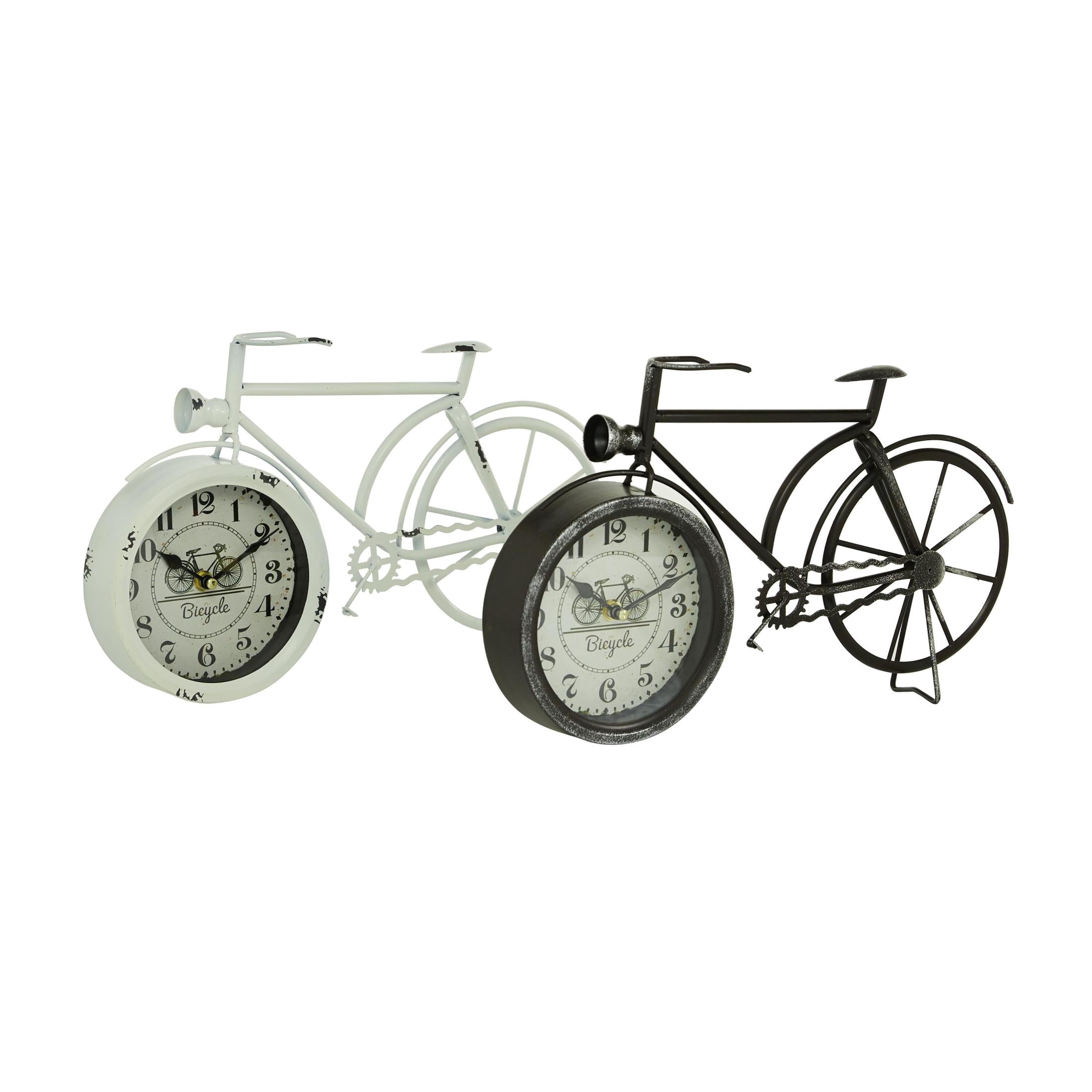 DecMode 9" Black Metal Bike Clock, Set of 2
