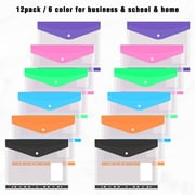 Toplive 12 Pack Plastic Envelopes Binder Folders A4 11 Holes Expandable Binder Folders for 2/3/4 Ring Document Pouch for Office School Home