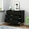 thumbnail image 6 of MONSLIPA Vintage Black Bedside Table, 3 Drawer Dresser with Gold Metal Legs for Nightstand,Bedroom, 6 of 7