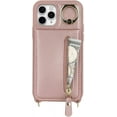 thumbnail image 6 of iPhone 11 pro max Case with Card Holder for Women, iPhone 11 pro max Phone Case with Strap Credit Card Slots Crossbody with Kickstand Zipper Shockproof Case for iPhone11promax - Rose Gold, 6 of 9
