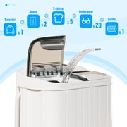 SUNCROWN 16lbs Portable Twin Tub Washer with Spin Dryer Washing Machine , Mini Compact Laundry Washer Machine with Drain Pump, Semi-automatic Washer Combo, Apartments(Grey)