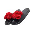 thumbnail image 3 of Anuirheih Slip on Sandals Women,2021 Women's Summer Outdoor Wear Sandals, One-word Slippers, Large Flower Casual(Red), 3 of 5