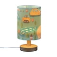thumbnail image 2 of Cars Road Trees Lakes Table Lamp USB Bedside Desk Nightstand Lamp Printed Gifts Small Lamp Wood Base for Bedroom Living Room Kids Room College Dorm, 2 of 7