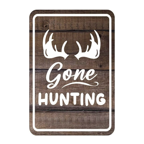 Portrait Round Plus Gone Hunting Wall or Door Sign | Funny Home Decor - Large