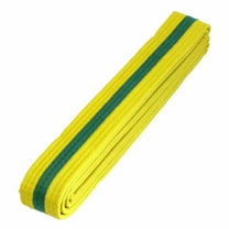 Martial Arts 1.5" Wide Karate Taekwondo Double Wrap Yellow with Green Stripe Belt