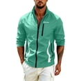 thumbnail image 3 of Wrtxtat Men's UPF 50+ Sun Protection Gym Jacket Lightweight Stand Collar Full Zip Hooded Athletic Jackets Long Sleeve Track Running Jackets Mint Green S, 3 of 10