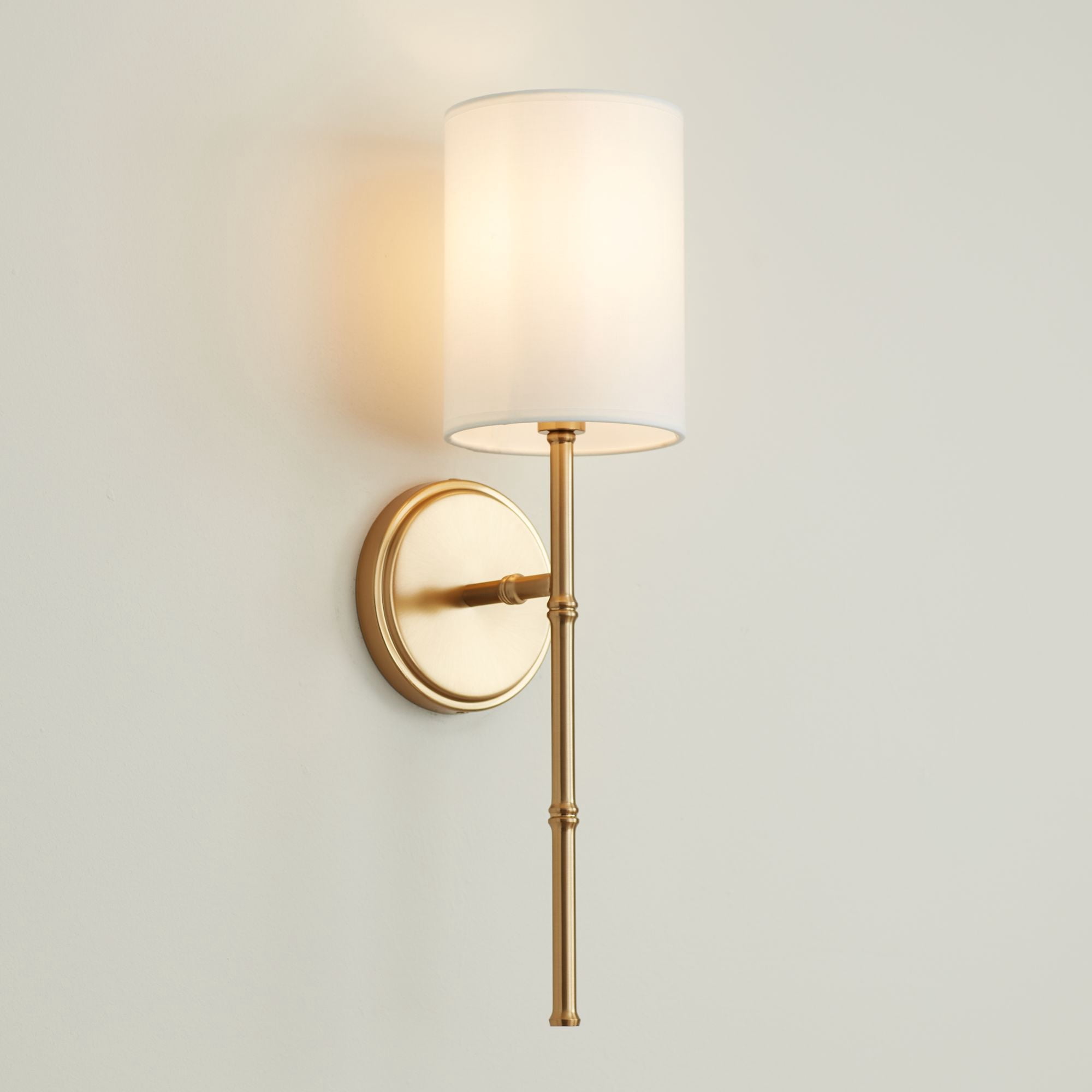 Regency Hill Abigale Modern Wall Light Sconces Set of 2 Brass Hardwire 5" Fixture White Fabric Shade for Bedroom Reading Living Room Hallway House