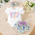 thumbnail image 2 of Coerni New Born Baby Girl Easter Outfit Bunny Clothes Romper+Bloomers Tutu Skirt+Headband Set First Princess Outfit Vintage Clothing, 2 of 9