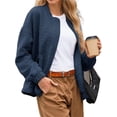 thumbnail image 6 of Spring Fall Women Long Sleeved Zipper Varsity Jacket Casual Bomber Jacket, 6 of 7