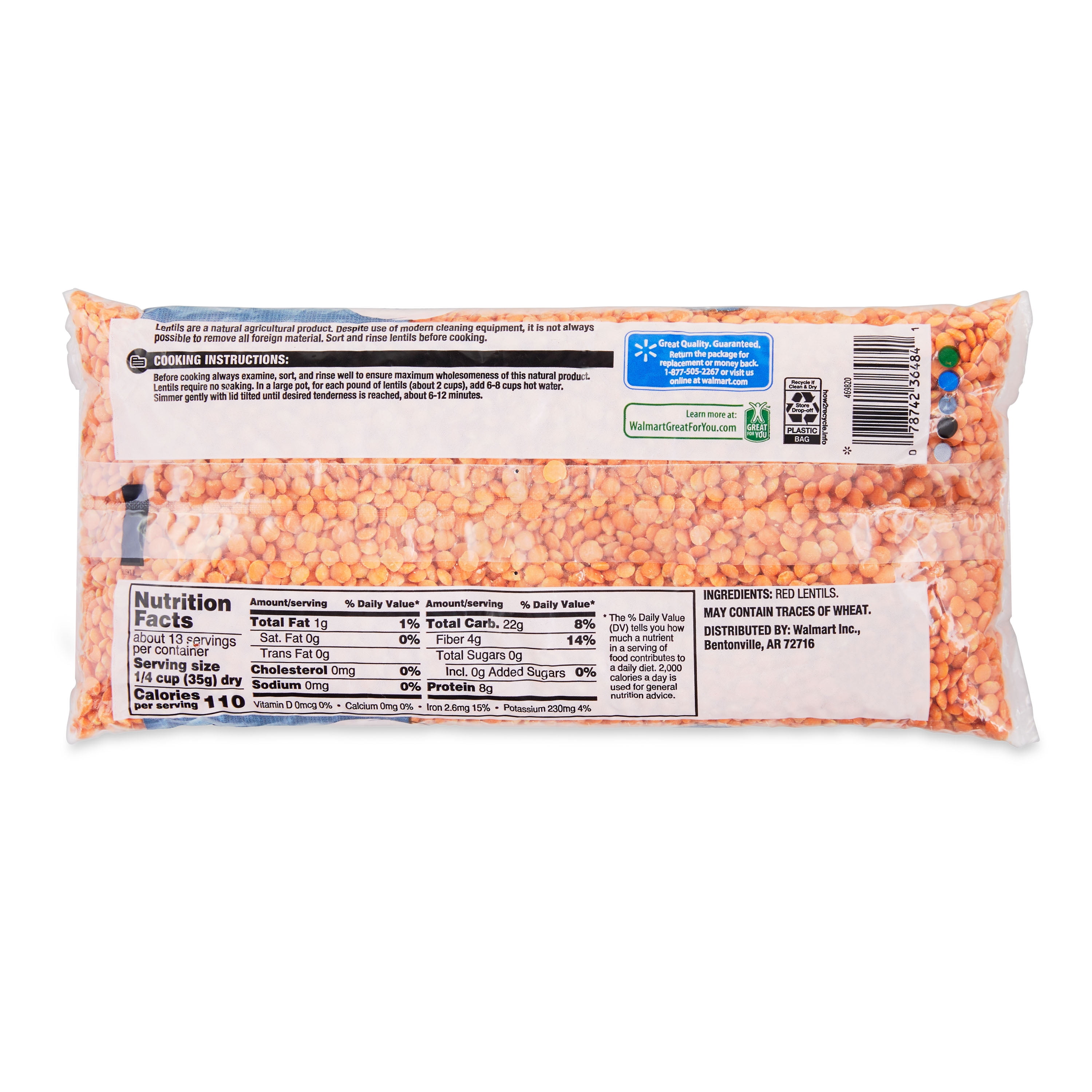 Great Value Red Lentils, 1 lb