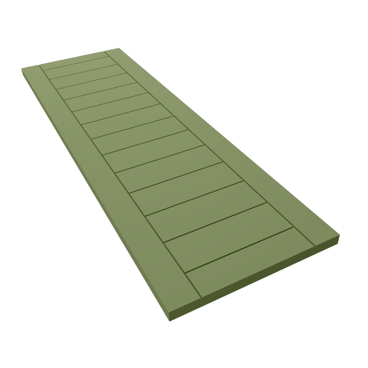 Ekena Millwork 15"W x 53"H True Fit PVC Horizontal Slat Framed Modern Style Fixed Mount Shutters, Moss Green (Per Pair - Hardware Not Included)
