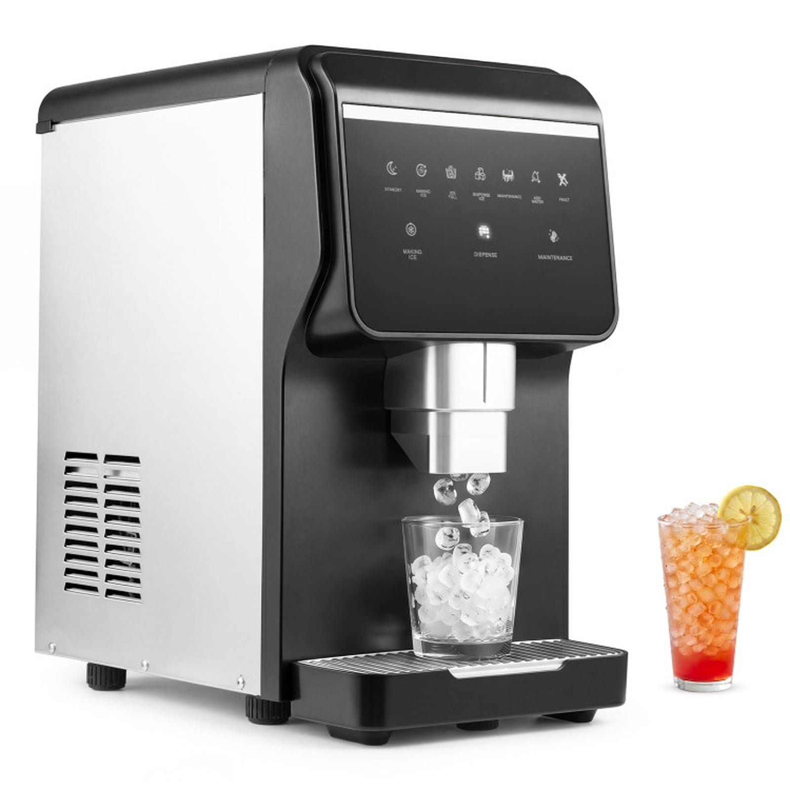 RUIE Nugget Ice Maker with Self Dispensing 80 lbs/24H, Countertop Chewable Pellet Ice Machine for Home Kitchen Bar Office, Soft Sonic Ice Maker