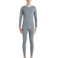thumbnail image 3 of Bellella Women Basic Pants Set Crew Neck Plain 2Pcs Outfit Autumn Thermal Underwear Men Light Gray L, 3 of 4