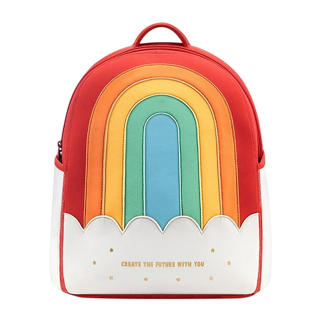 DPTALR Ultralight Cartoon Waterproof Backpack Children 3D Rainbow And Rocket Waterproof Backpack