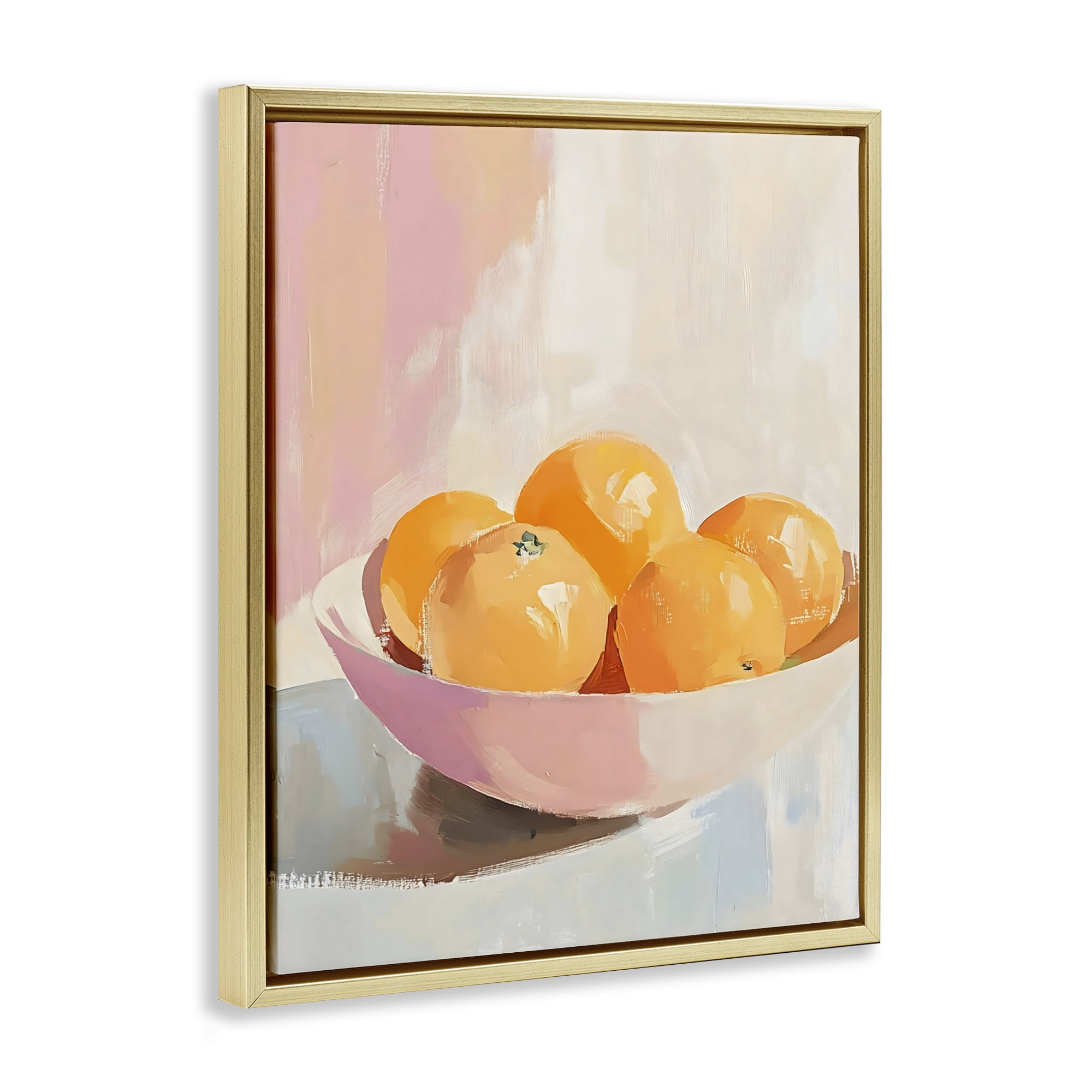 Stupell Industries Pastel Bowl of Oranges Gold Framed Floater Canvas Wall Art, design by The Prints Vibe