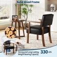 thumbnail image 6 of COZONY Mid-Century Modern Dining Chair, PU Leather Armchair with Pull buckle and Wooden Frame, Wide Padded Seat for Living Room, Dining,Black, 6 of 7