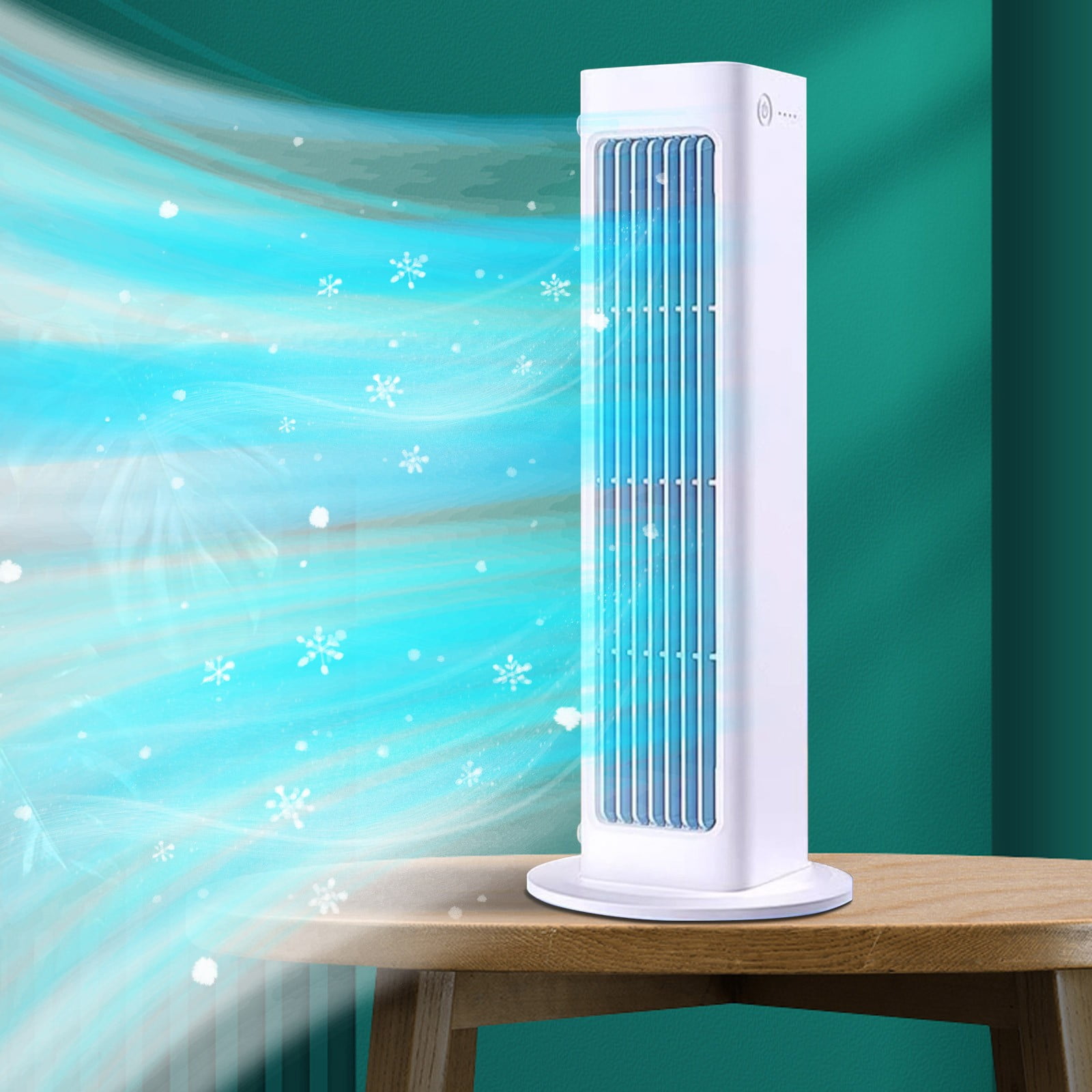 Gallickan Wall Mount Fan, Plug-in Corded Desktop Air Circulator with Flexible Stand, Bladeless Quiet Cooling for Bathroom Kitchen Study Area, White