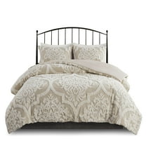 Gracie Mills Fitzpatrick 3 piece Tufted Cotton Chenille Damask Duvet Cover Set - GRACE-12272