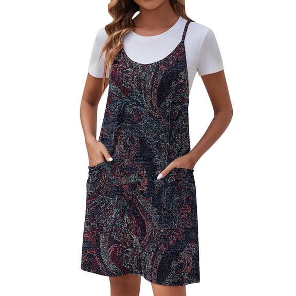 ZQUUVOU Women's Summer Casual Sleeveless Dress Printed Floar Pleated Dresse Multicolor