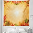 thumbnail image 1 of Harvest Tapestry, Striped Dotted Background and Vibrant Maple Aspen Oak Leaves Seasonal Nature, Fabric Wall Hanging Decor for Bedroom Living Room Dorm, 5 Sizes, Red Green Orange, by Ambesonne, 1 of 1