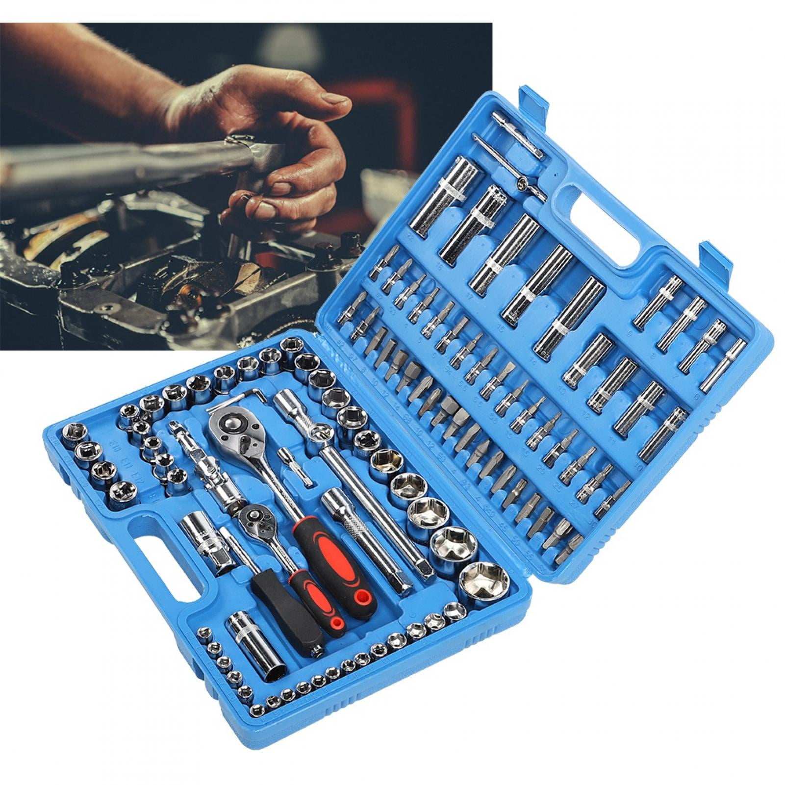 Ratchet Wrench Set, Plastic Box High Strength Easy Change Blade Ratchet Wrench Tool Kit 1/2in Handle  For Home Maintenance