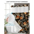 thumbnail image 4 of No Hook Cloth Fabric Shower Curtain with Snap in Liner, Orange Floral Waterproof Shower Curtains Set with See Through Top Window, Vintage Rustic Black Botanical Leaves Bath Curtains Shower 72"x78", 4 of 6