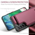 thumbnail image 2 of for Samsung Galaxy S21 FE Premium PU Leather Back Case, Multiple Card Slots Design, Double Magnetic Clasp Study Kickstand RFID Blocking Classic Phone Cover for Samsung Galaxy S21 FE, Winered, 2 of 9