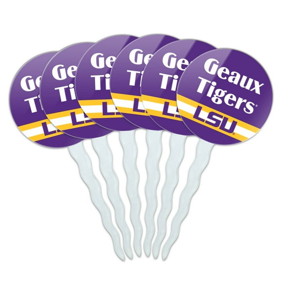 Geaux Tigers LSU Cupcake Picks Toppers Decoration Set of 6