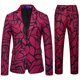thumbnail image 3 of RKSTN Tuxedo Suits for Men 2PC Lapel Single Breasted Button Printed Dress Suit Sets Men's Turndown Regular Fits Floral Print Blazers and Pant 2 Piece Set Wedding Business Performance Prom Dress Set, 3 of 10