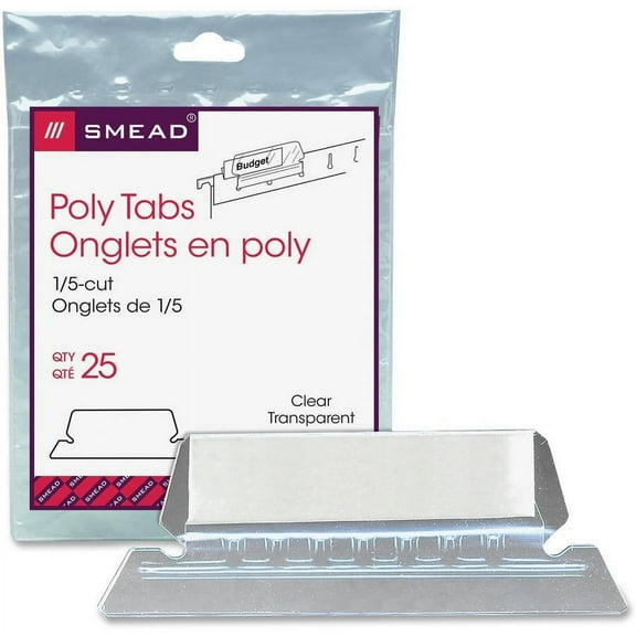 Smead Poly Hanging Folder Tabs Clear 25/PK 2.25 x 1/2 (64600)