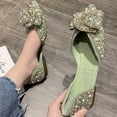 thumbnail image 4 of Viluyesy Womens Ballet Flats, Shallow Slip-On Shiny Rhinestone Bow Summer Casual Wedding Party Shoes Green, 4 of 5