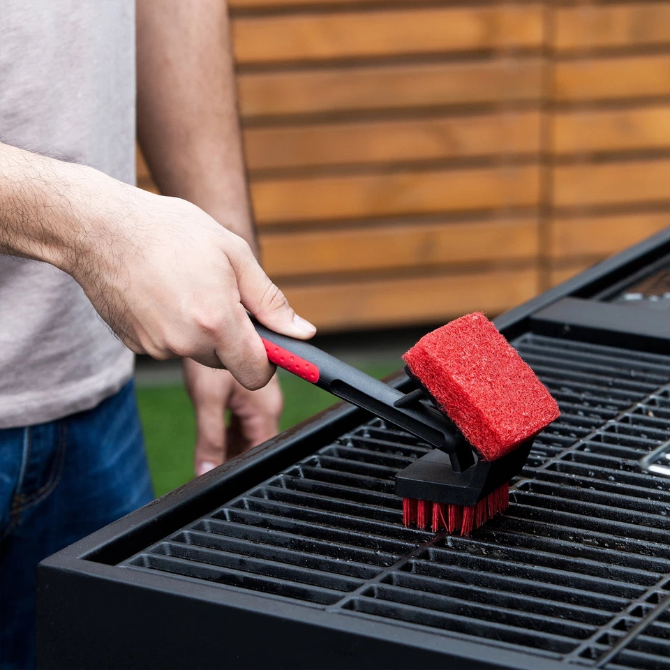 FLINT - (4 Pack) Cold Grill Cleaning Brush And Scrub Pad, Small, 10.6"